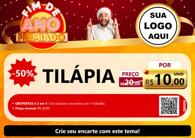 Modelo de Cartaz para Cartaz A4 Horizontal com o tema Fim de Ano Premiado para Peixaria