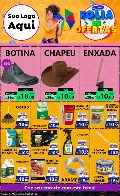 Modelo de Encarte para Encarte Grande com o tema Folia de Ofertas para Agropecuária