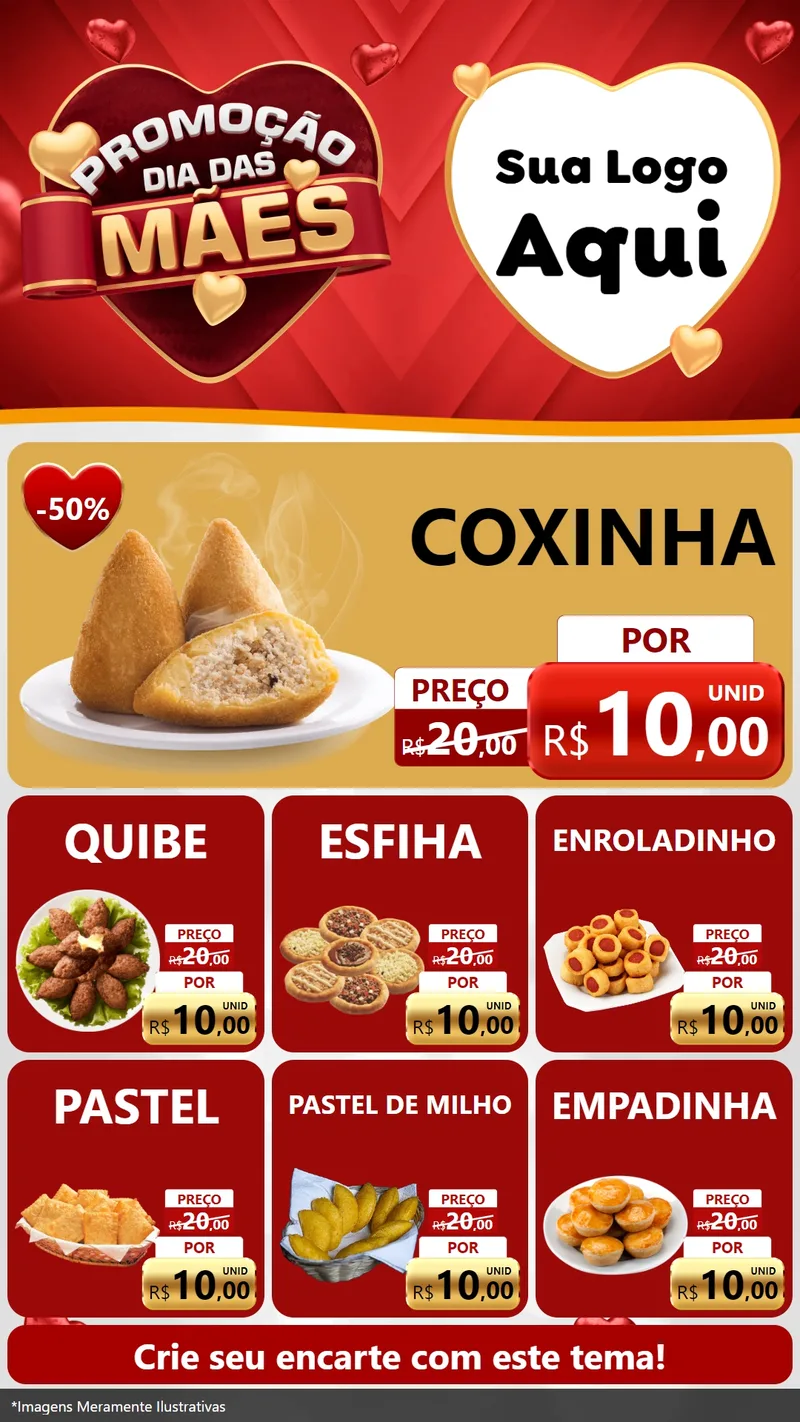 Modelo de Rede Social para Stories com o tema Promoção Dia das Mães para Salgadaria