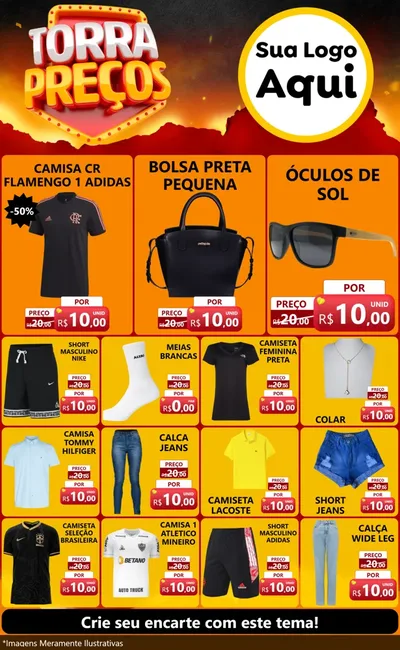 Modelo de Encarte para Encarte Grande com o tema Torra Preços para Roupas e acessórios