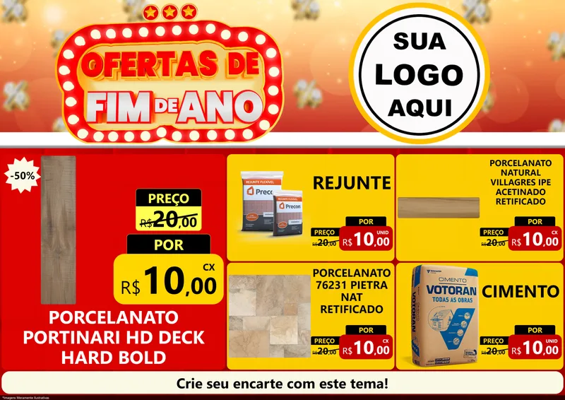 Modelo de Encarte para Encarte A4 Horizontal com o tema Ofertas de Fim de Ano para Pisos e revestimentos