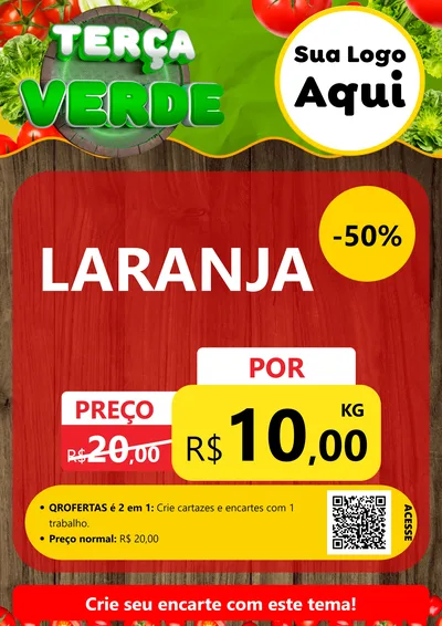 Modelo de Cartaz para Cartaz A4 Vertical com o tema Terça Verde para Hortifrúti