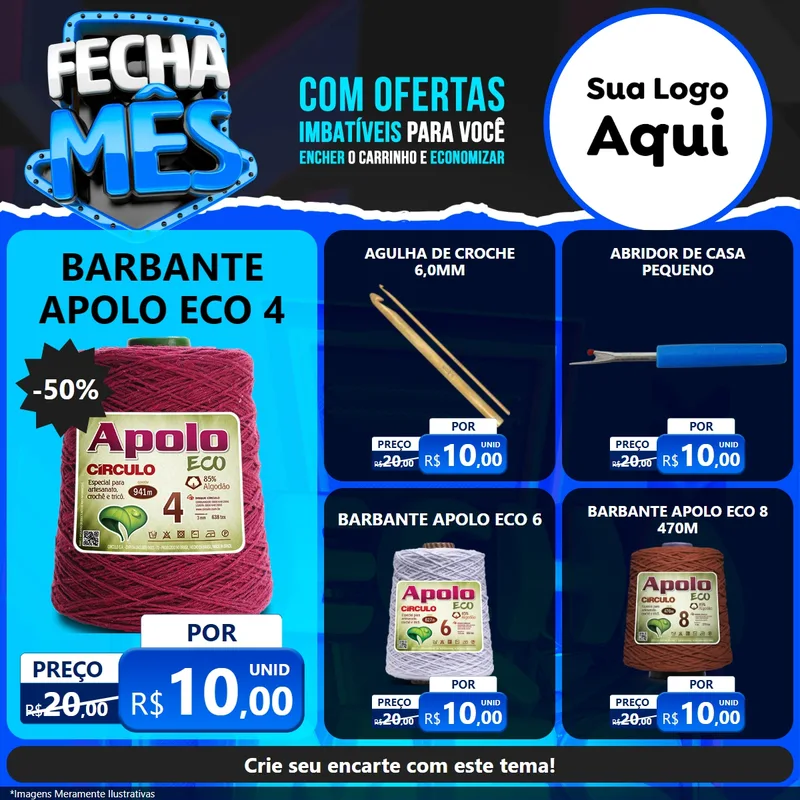 Modelo de Rede Social para Feed Facebook com o tema Fecha Mês para Armarinho e Aviamentos
