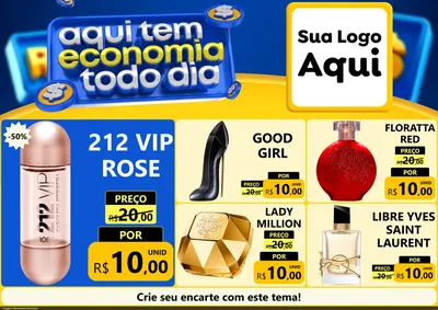 Modelo de Encarte para Encarte A4 Horizontal com o tema Aqui Tem Economia Todo Dia para Perfumes