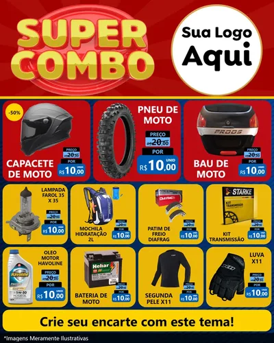 Modelo de Rede Social para Feed Instagram com o tema Super Combo para Moto peças