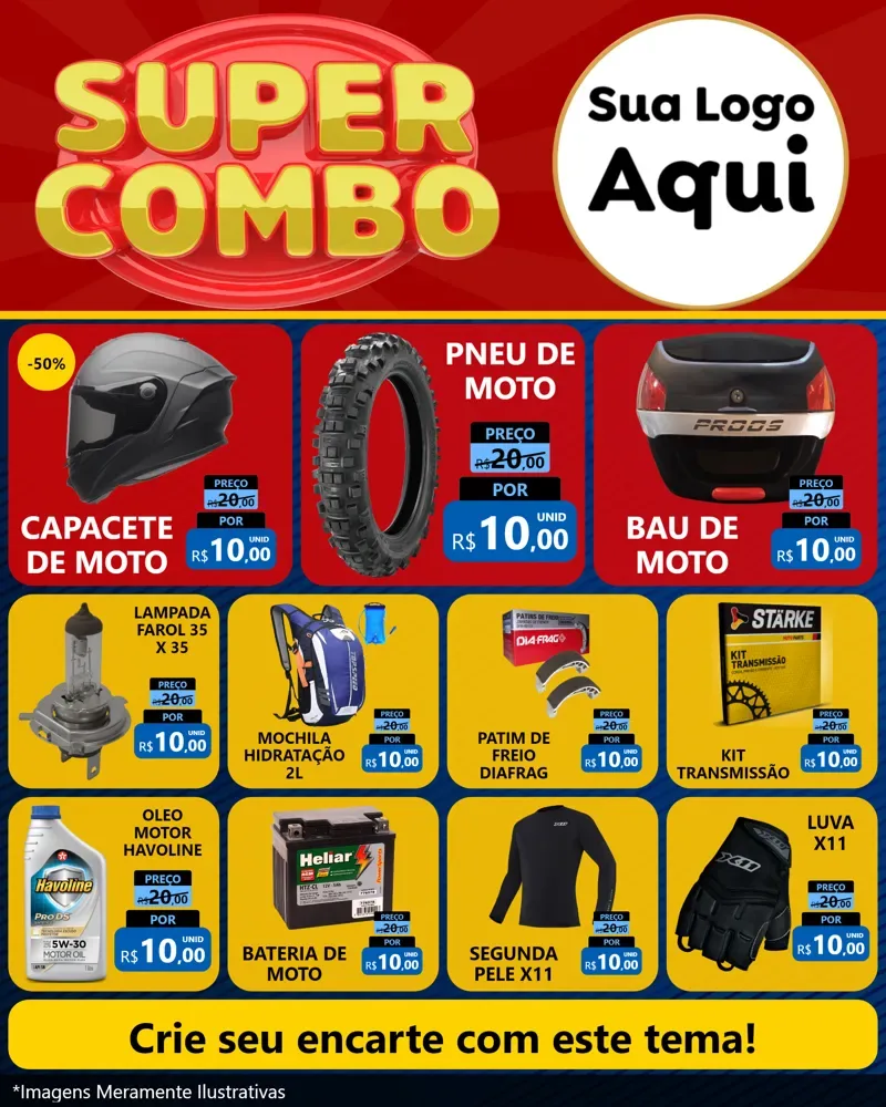 Modelo de Rede Social para Feed Instagram com o tema Super Combo para Moto peças