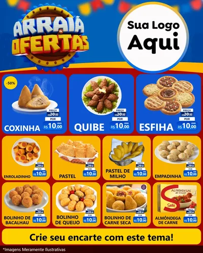 Modelo de Rede Social para Feed Instagram com o tema Arraiá de Ofertas - Junina para Salgadaria