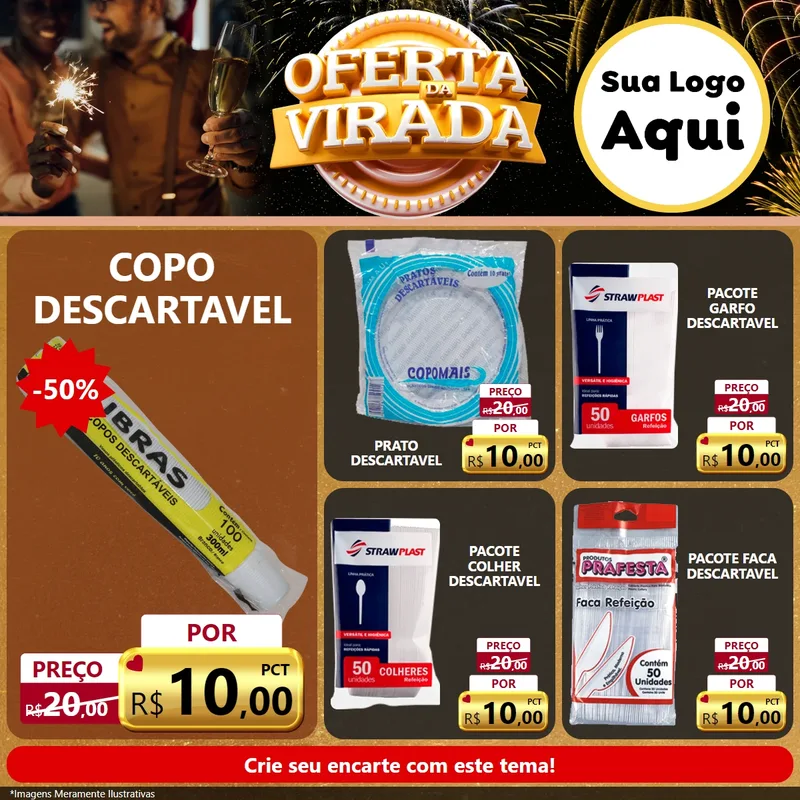 Modelo de Rede Social para Feed Facebook com o tema Oferta da Virada para Embalagens