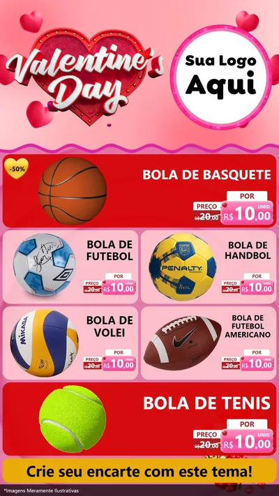 Modelo de TV para TV Vertical com o tema Valentine's Day para Artigos Esportivos