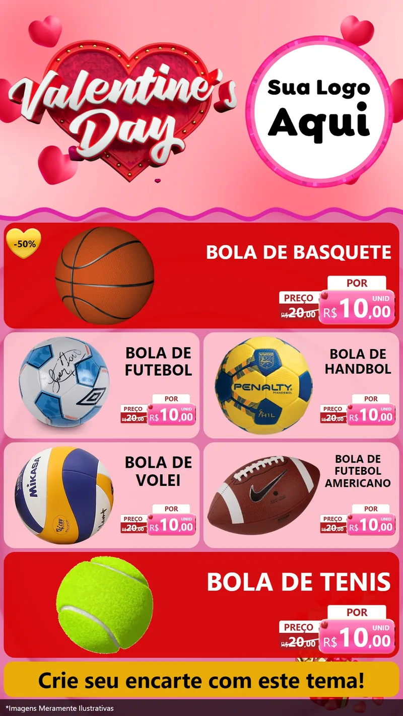 Modelo de TV para TV Vertical com o tema Valentine's Day para Artigos Esportivos