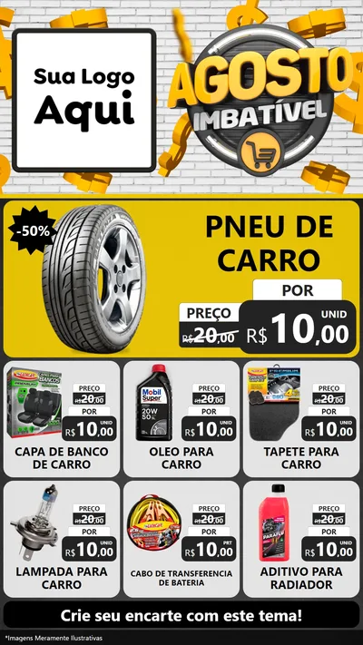 Modelo de Rede Social para Stories com o tema Agosto imbatível para Auto peças