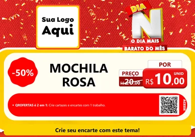 Modelo de Cartaz para Cartaz A4 Horizontal com o tema Dia N o Dia Mais Barato do Mês para Papelaria