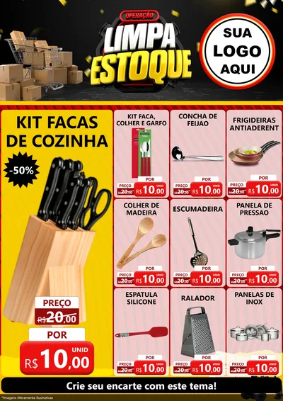 Modelo de Encarte para Encarte A4 Vertical com o tema Operação Limpa Estoque para Utilidades Domésticas