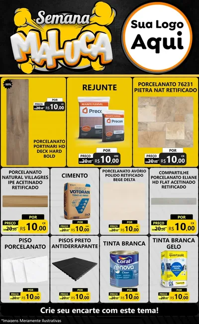 Modelo de Encarte para Encarte Grande com o tema Semana Maluca para Pisos e revestimentos
