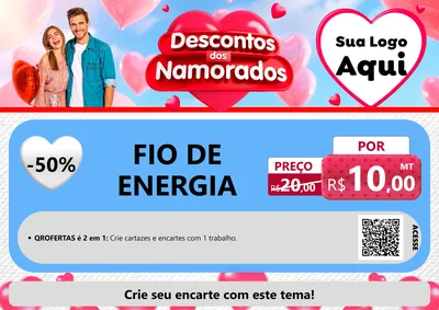 Modelo de Cartaz para Cartaz A4 Horizontal com o tema Descontos dos Namorados para Materiais Elétricos