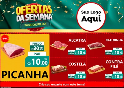 Modelo de Encarte para Encarte A4 Horizontal com o tema Ofertas da Semana Farroupilha para Açougue