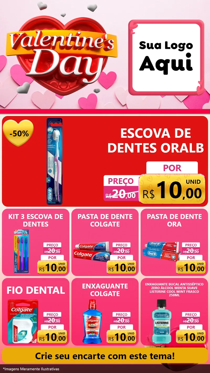 Modelo de Rede Social para Stories com o tema Valentine's Day para Higiene Pessoal
