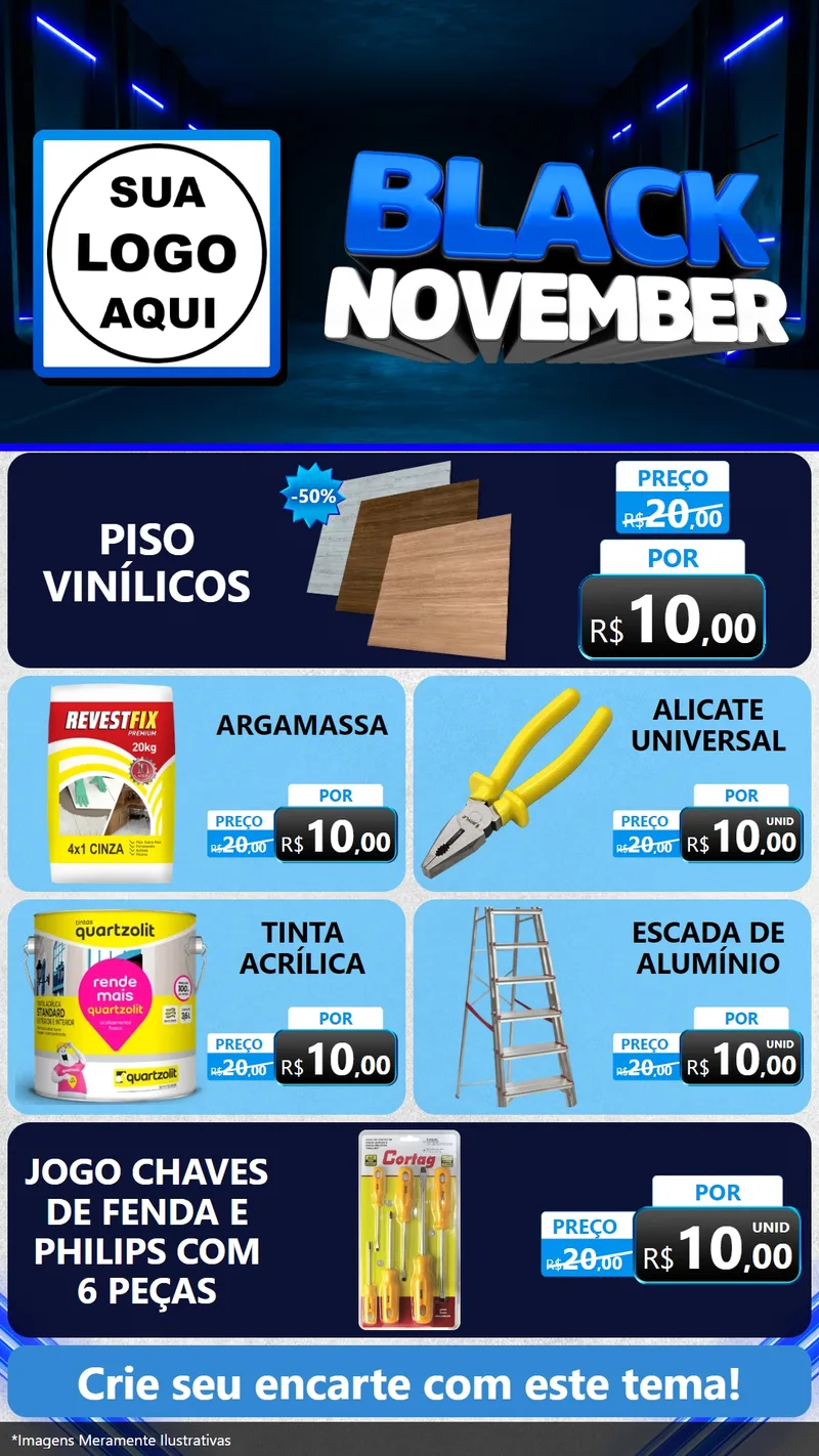 Modelo de TV para TV Vertical com o tema Black November para Material para Construção