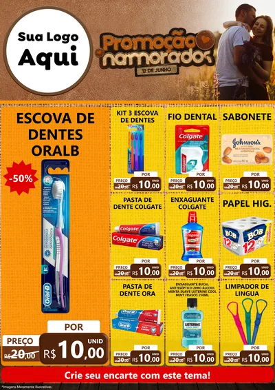Modelo de Encarte para Encarte A4 Vertical com o tema Promoção Namorados para Higiene Pessoal