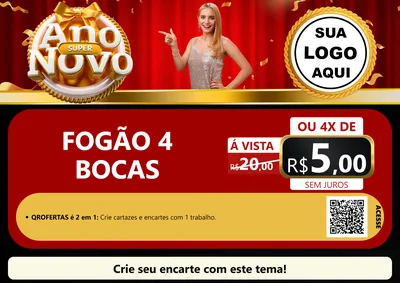 Modelo de Cartaz para Cartaz A4 Horizontal com o tema Super Ano Novo para Móveis e Eletro