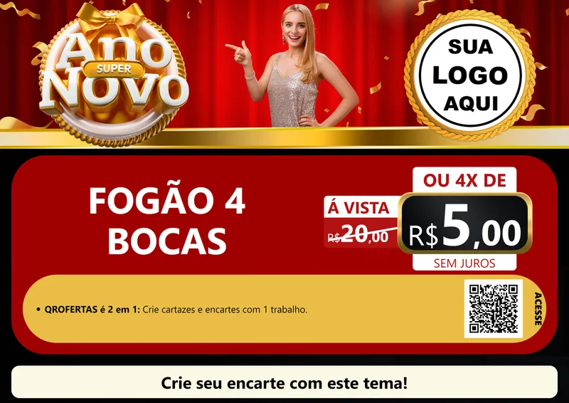Modelo de Cartaz para Cartaz A4 Horizontal com o tema Super Ano Novo para Móveis e Eletro