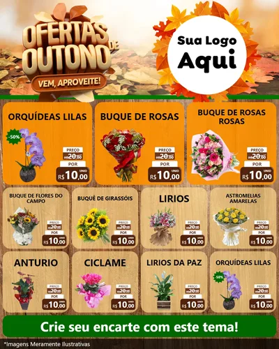 Modelo de Rede Social para Feed Instagram com o tema Ofertas de Outono - Vem, Aproveite! para Floricultura e jardim