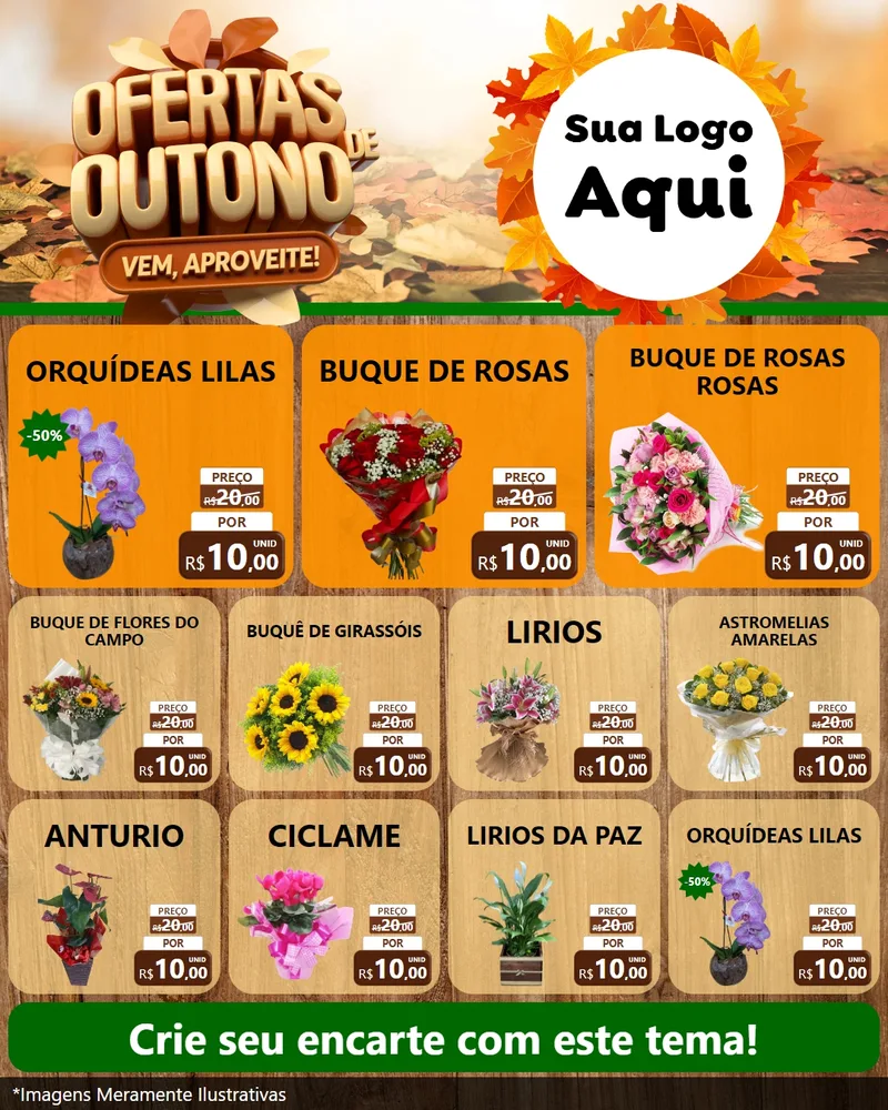 Modelo de Rede Social para Feed Instagram com o tema Ofertas de Outono - Vem, Aproveite! para Floricultura e jardim