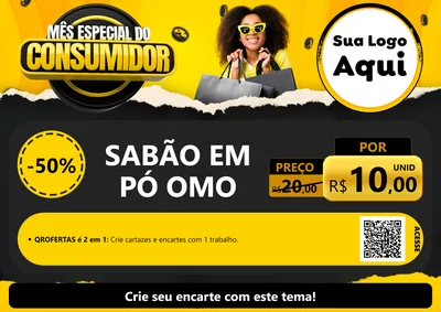 Modelo de Cartaz para Cartaz A4 Horizontal com o tema Mês Especial do Consumidor para Produtos de Limpeza
