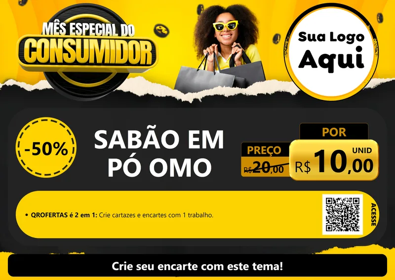 Modelo de Cartaz para Cartaz A4 Horizontal com o tema Mês Especial do Consumidor para Produtos de Limpeza