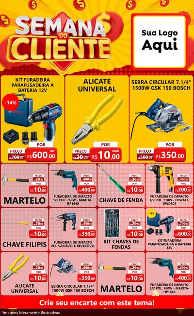 Modelo de Encarte para Encarte Grande com o tema Semana do Cliente para Maquinas e Ferramentas