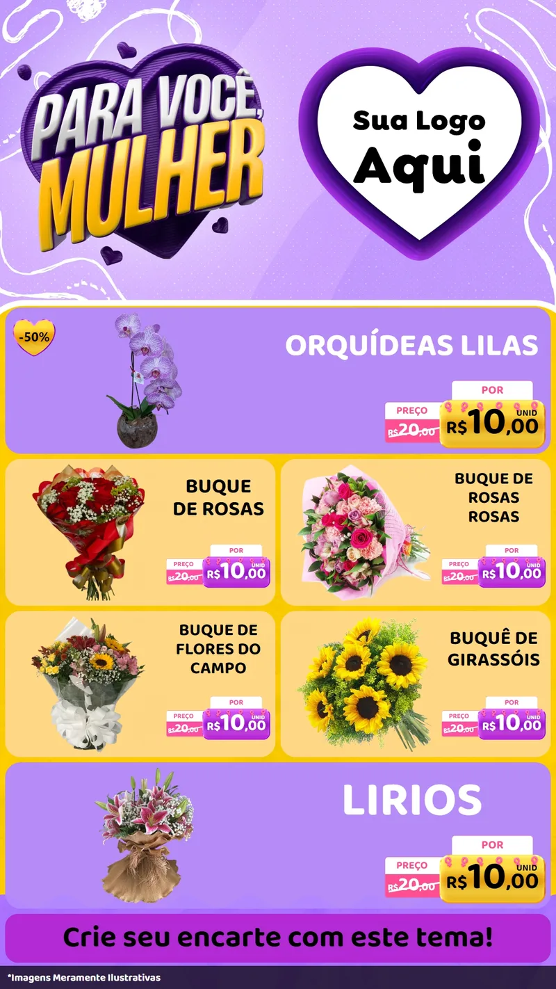 Modelo de TV para TV Vertical com o tema Para Você, Mulher para Floricultura e jardim
