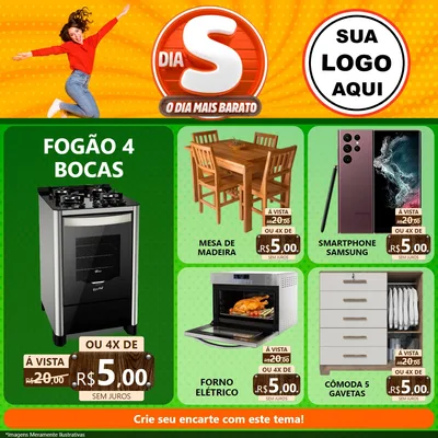 Modelo de Rede Social para Feed Facebook com o tema Dia S - O Dia Mais Barato para Móveis e Eletro