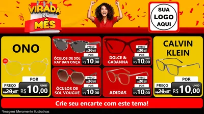 Modelo de TV para TV Horizontal com o tema Virada de Mês para Óticas