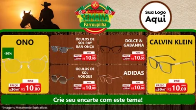 Modelo de TV para TV Horizontal com o tema Especial Semana Farroupilha para Óticas