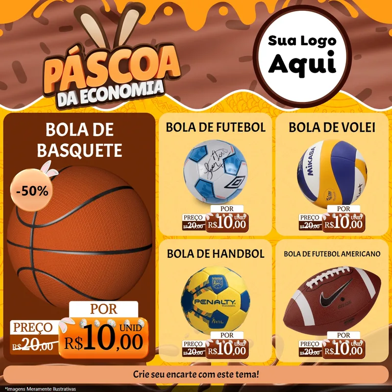 Modelo de Rede Social para Feed Facebook com o tema Páscoa da Economia para Artigos Esportivos