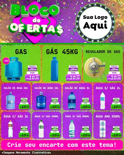 Modelo de Rede Social para Feed Instagram com o tema Bloco de Ofertas para Água e gás