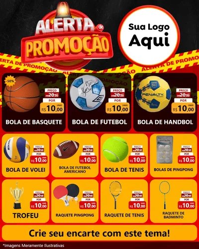 Modelo de Rede Social para Feed Instagram com o tema Alerta de Promoção para Artigos Esportivos