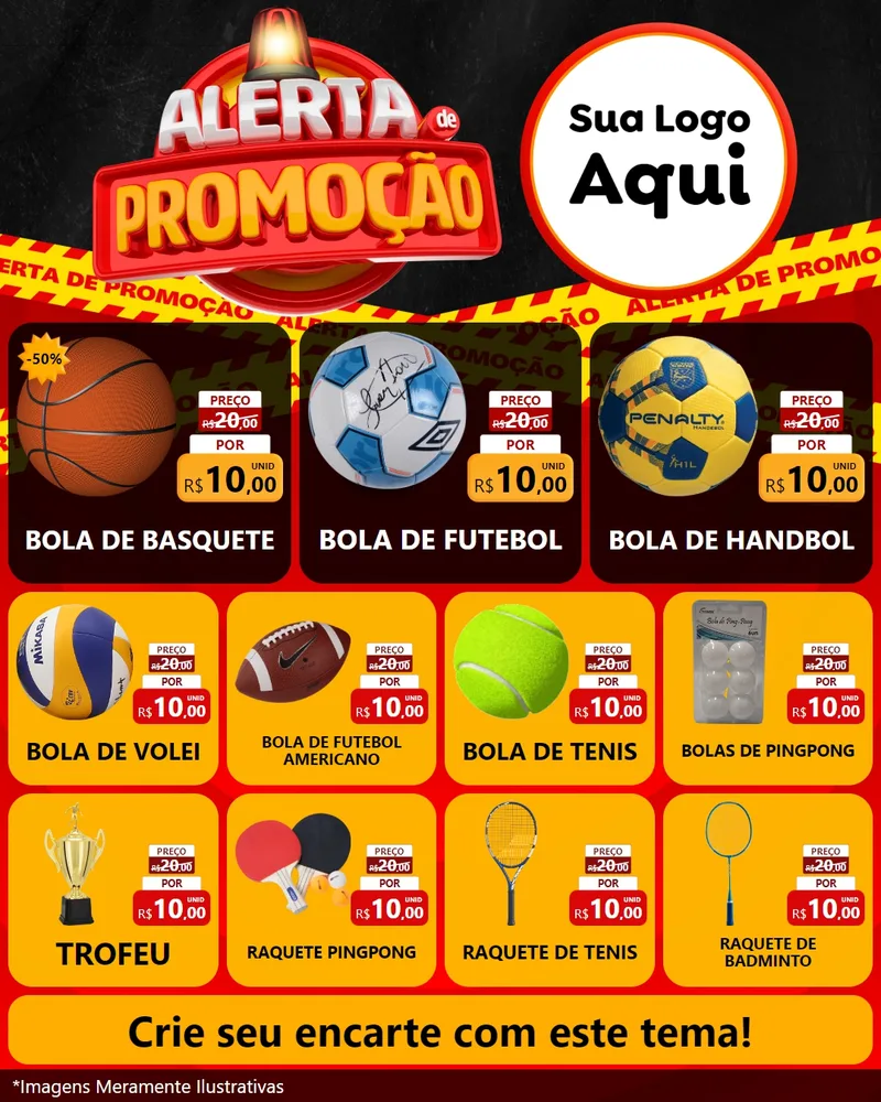Modelo de Rede Social para Feed Instagram com o tema Alerta de Promoção para Artigos Esportivos