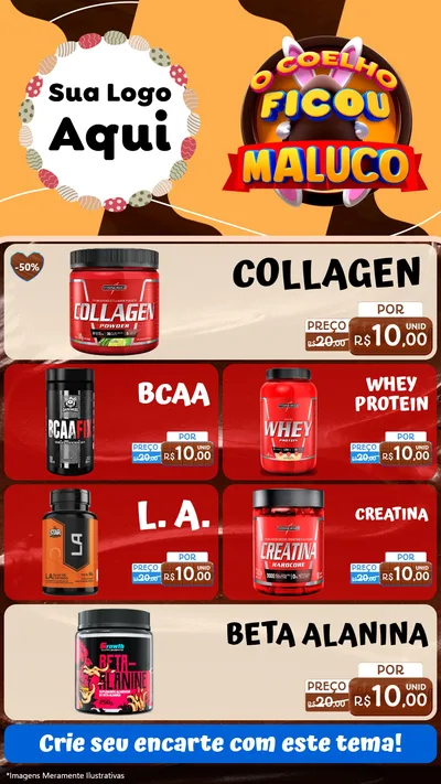 Modelo de TV para TV Vertical com o tema O Coelho Ficou Maluco - Páscoa para Suplementos alimentares