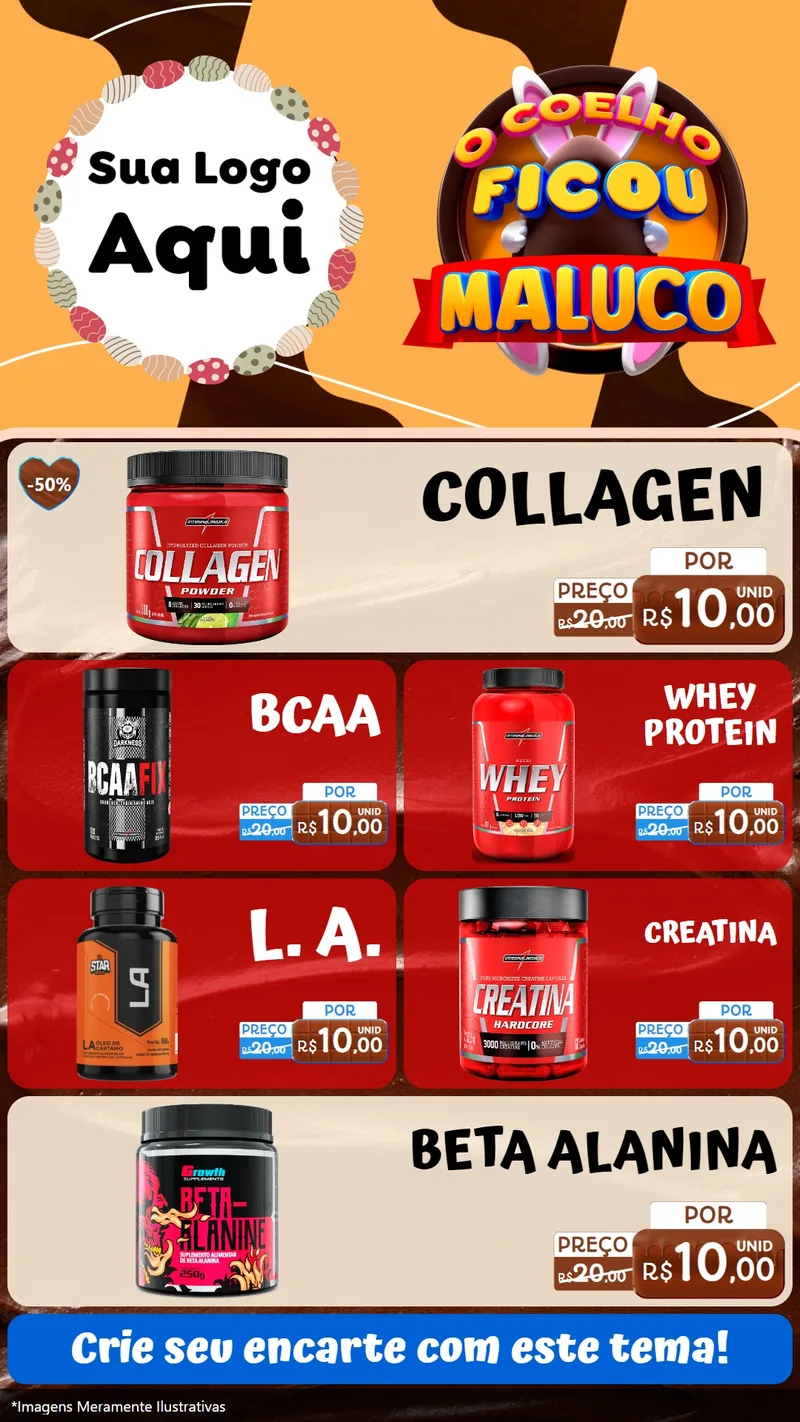 Modelo de TV para TV Vertical com o tema O Coelho Ficou Maluco - Páscoa para Suplementos alimentares