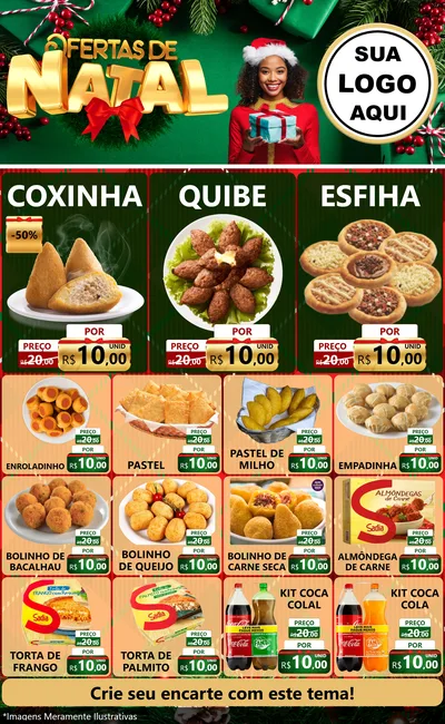 Modelo de Encarte para Encarte Grande com o tema Ofertas de Natal para Salgadaria