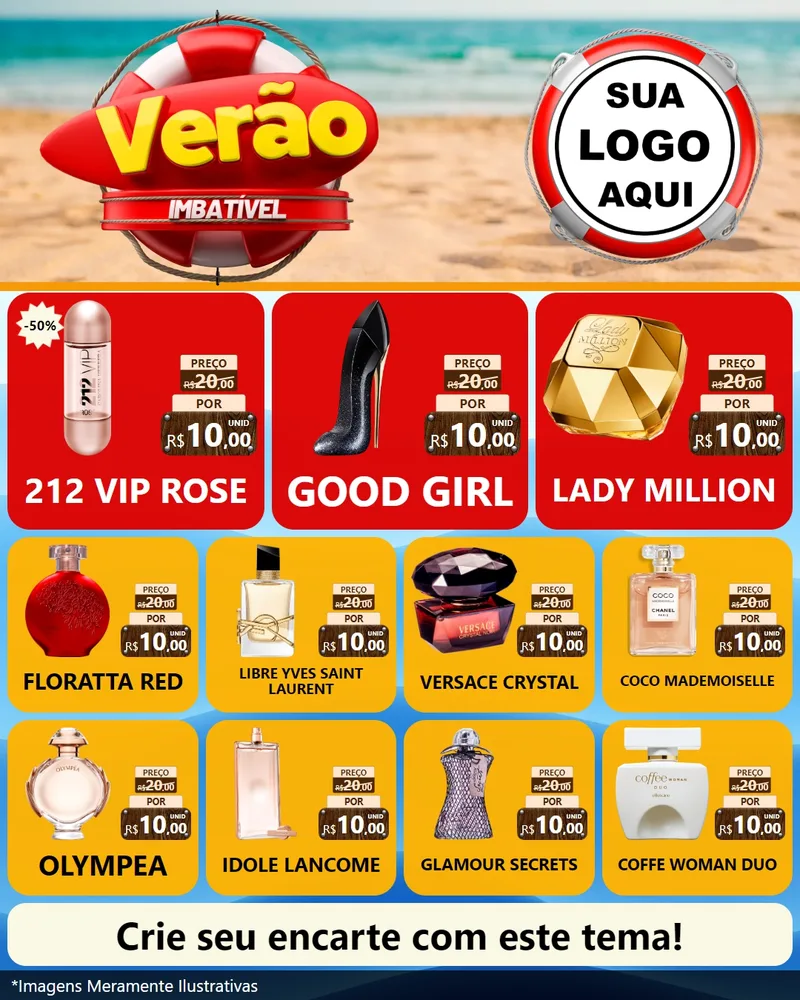 Modelo de Rede Social para Feed Instagram com o tema Verão Imbatível para Perfumes