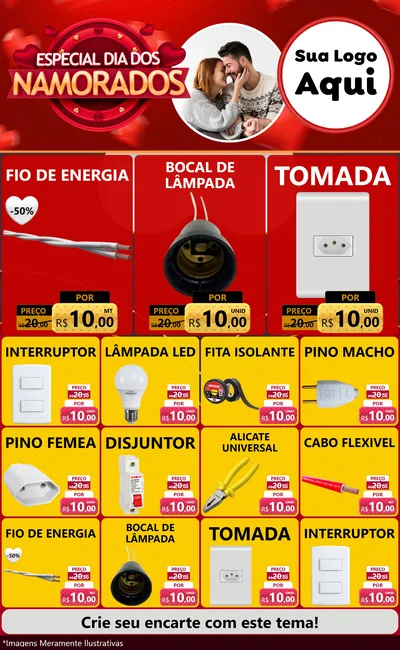 Modelo de Encarte para Encarte Grande com o tema Especial Dia Dos Namorados para Materiais Elétricos
