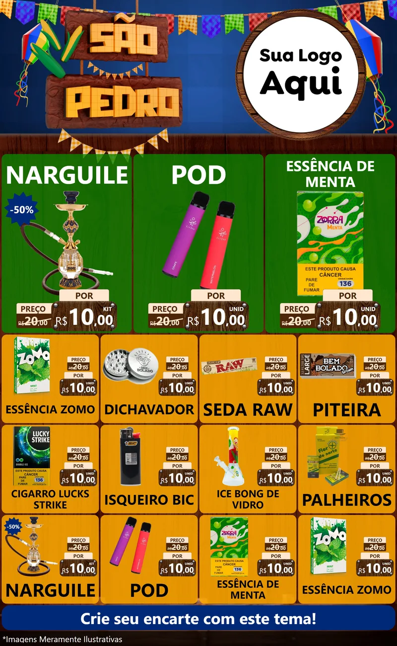 Modelo de Encarte para Encarte Grande com o tema São Pedro para Tabacaria