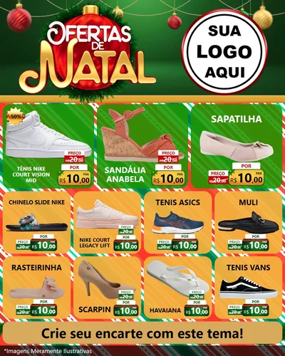 Modelo de Rede Social para Feed Instagram com o tema Ofertas de Natal para Calçados