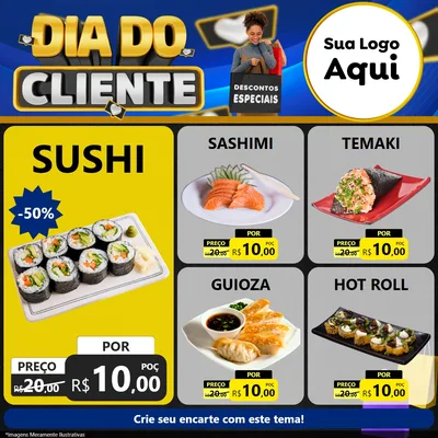 Modelo de Rede Social para Feed Facebook com o tema Dia Do Cliente para Comida japonesa