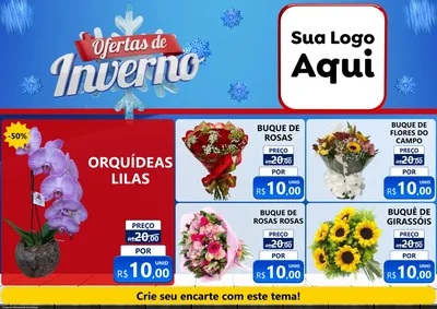 Modelo de Encarte para Encarte A4 Horizontal com o tema Ofertas de Inverno para Floricultura e jardim