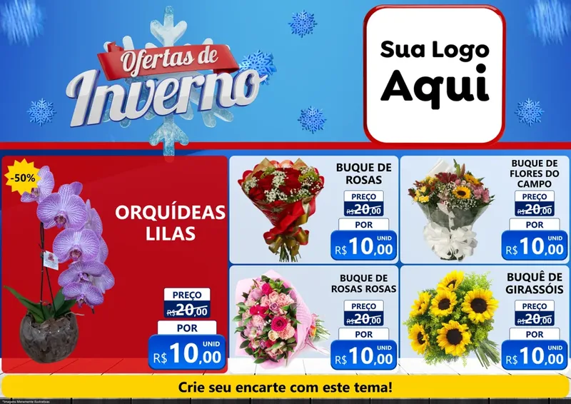 Modelo de Encarte para Encarte A4 Horizontal com o tema Ofertas de Inverno para Floricultura e jardim