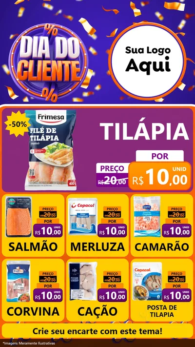 Modelo de Rede Social para Stories com o tema Dia do Cliente para Peixaria