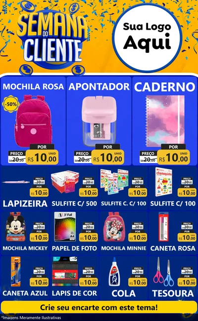 Modelo de Encarte para Encarte Grande com o tema Semana do Cliente para Papelaria